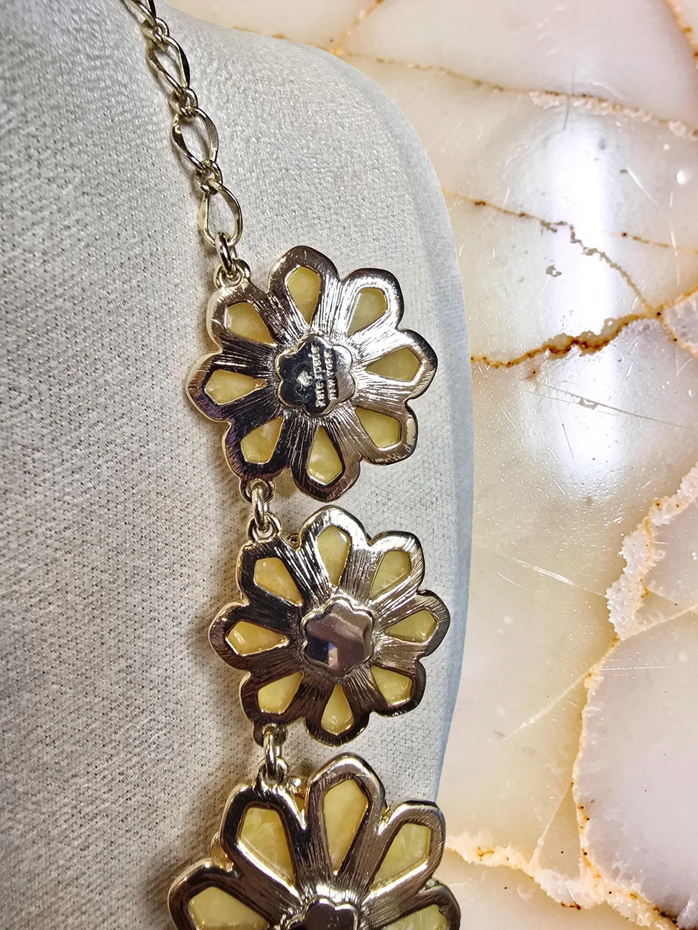 Kate Spade Sweet Zinnia Yellow Floral Statement Necklace EUC
